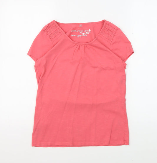 Laura Ashley Women's Pink Cotton T-Shirt Size 10