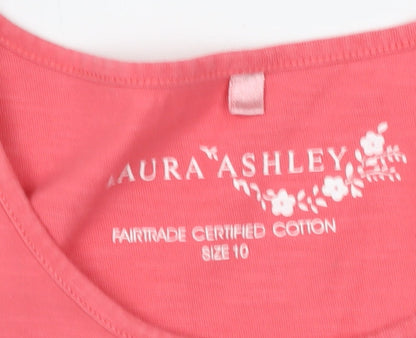 Laura Ashley Women's Pink Cotton T-Shirt Size 10