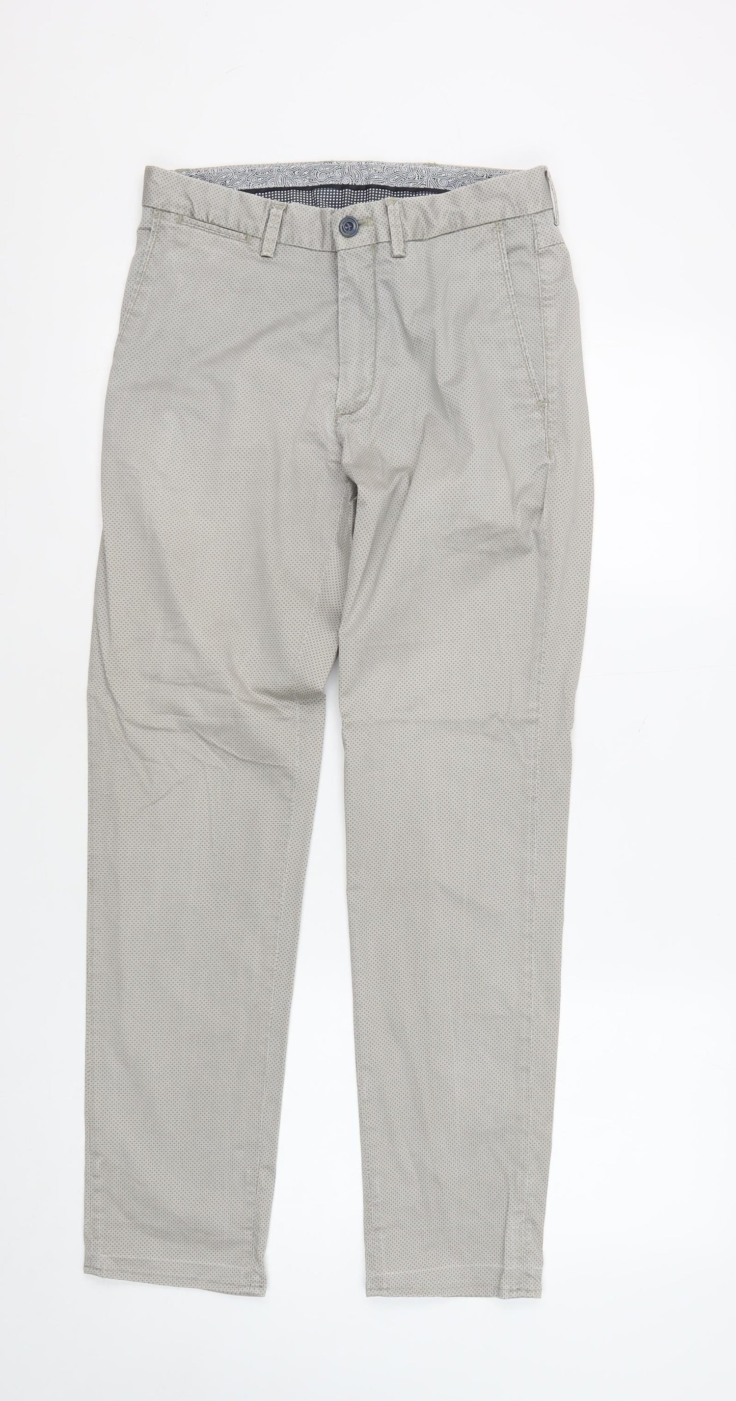 Massimo Dutti Men's Grey Chino Trousers, Size M