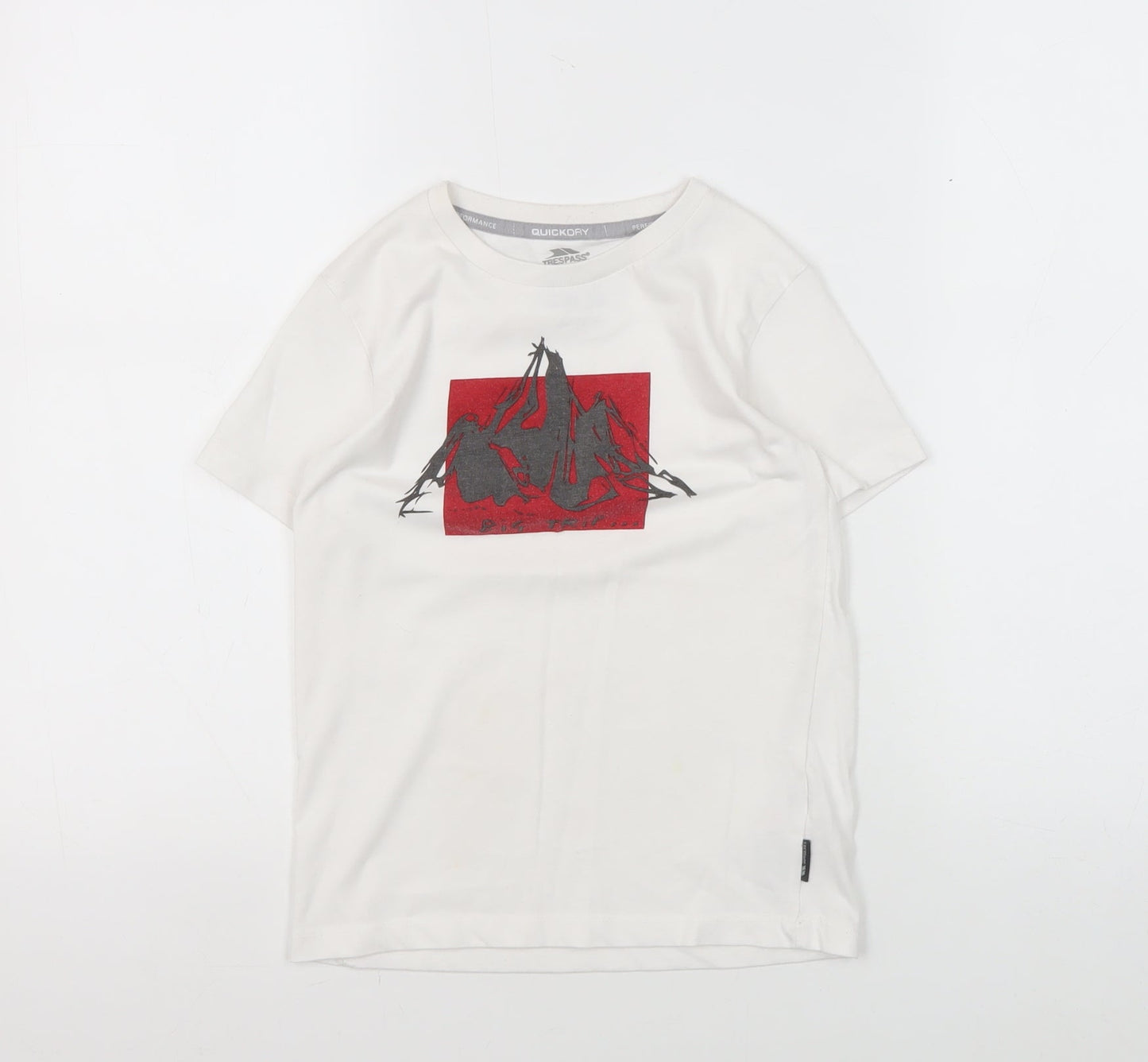Trespass Boys White Graphic Print Quick Dry T-Shirt, Size 7-8 Years