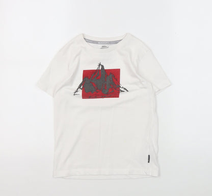 Trespass Boys White Graphic Print Quick Dry T-Shirt, Size 7-8 Years
