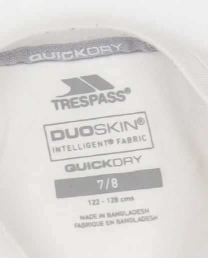 Trespass Boys White Graphic Print Quick Dry T-Shirt, Size 7-8 Years