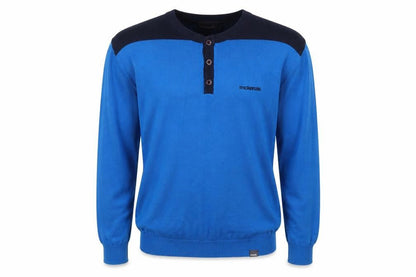 Mens UK Size L McKenzie Blue Henley Jumper