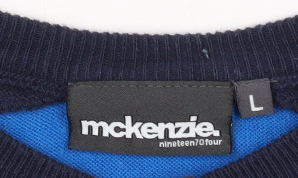 McKenzie Men's Blue Henley Jumper, L, Casual Style