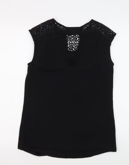 Womens UK Size 4 Reiss Black Basic Blouse