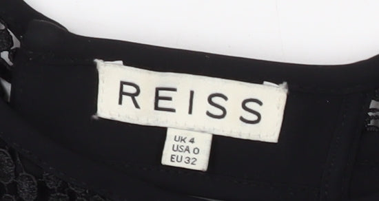 Womens UK Size 4 Reiss Black Basic Blouse