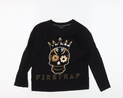 Firetrap Girls Black Graphic Skull T-Shirt 5-6 Years