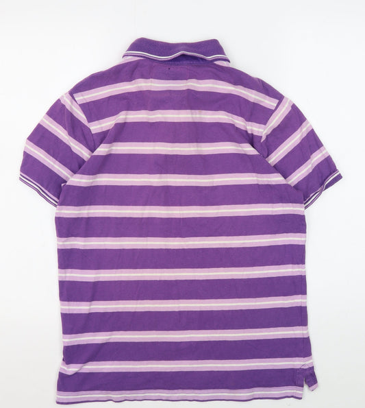 SoulCal Men's Purple Striped Polo, M, Casual Summer Top
