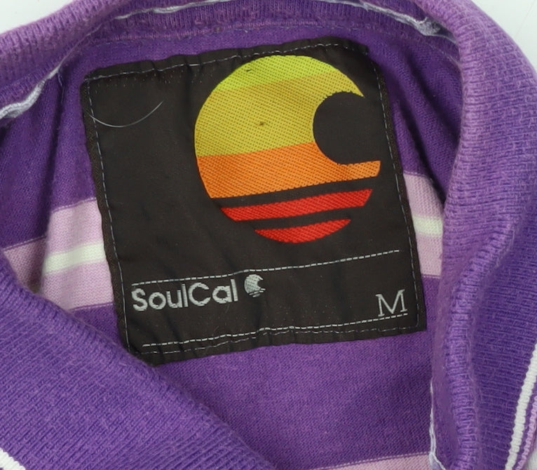 SoulCal Men's Purple Striped Polo, M, Casual Summer Top