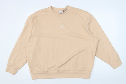 Adidas Beige Unisex Sweatshirt, Size 10 Cotton Pullover
