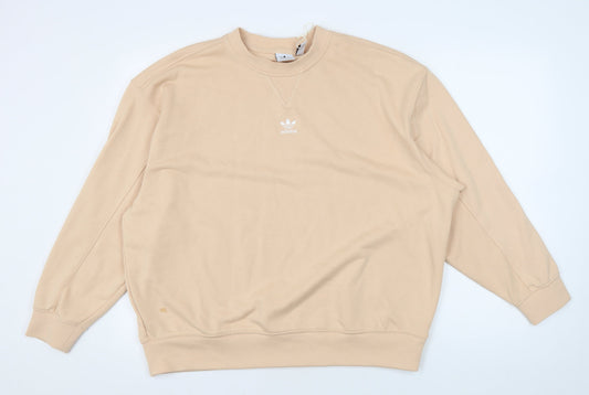 Adidas Beige Unisex Sweatshirt, Size 10 Cotton Pullover
