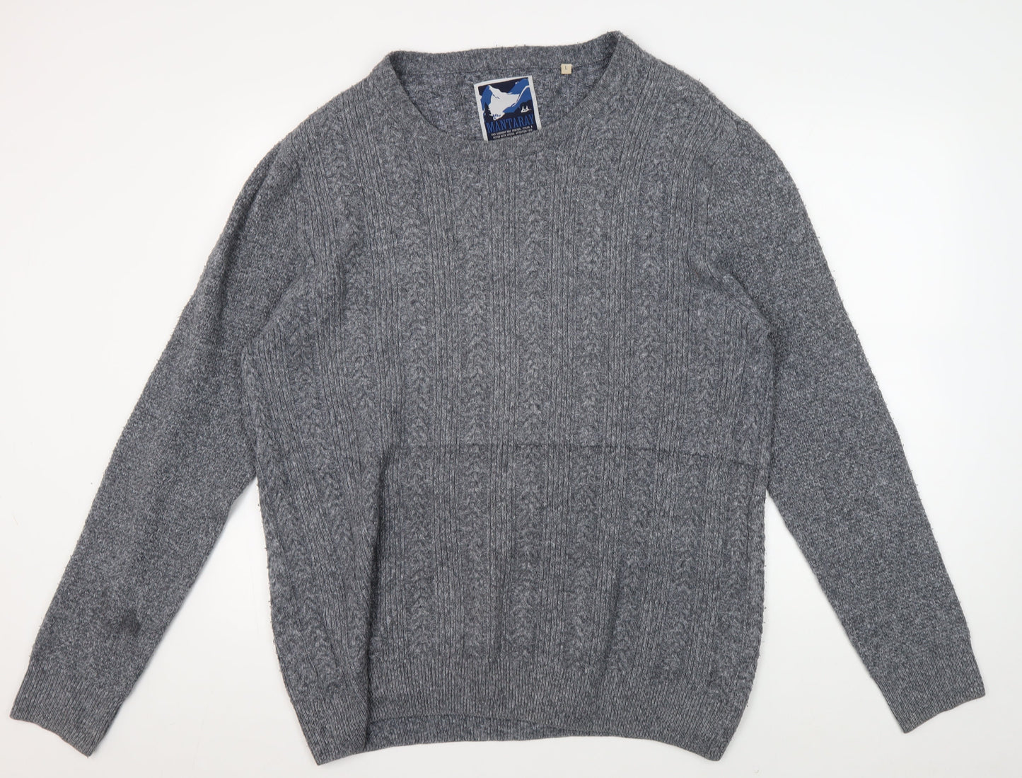 Mantaray Men's Grey Cable-Knit Pullover Jumper, Size L