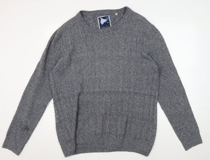 Mantaray Men's Grey Cable-Knit Pullover Jumper, Size L