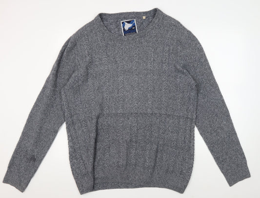 Mantaray Men's Grey Cable-Knit Pullover Jumper, Size L
