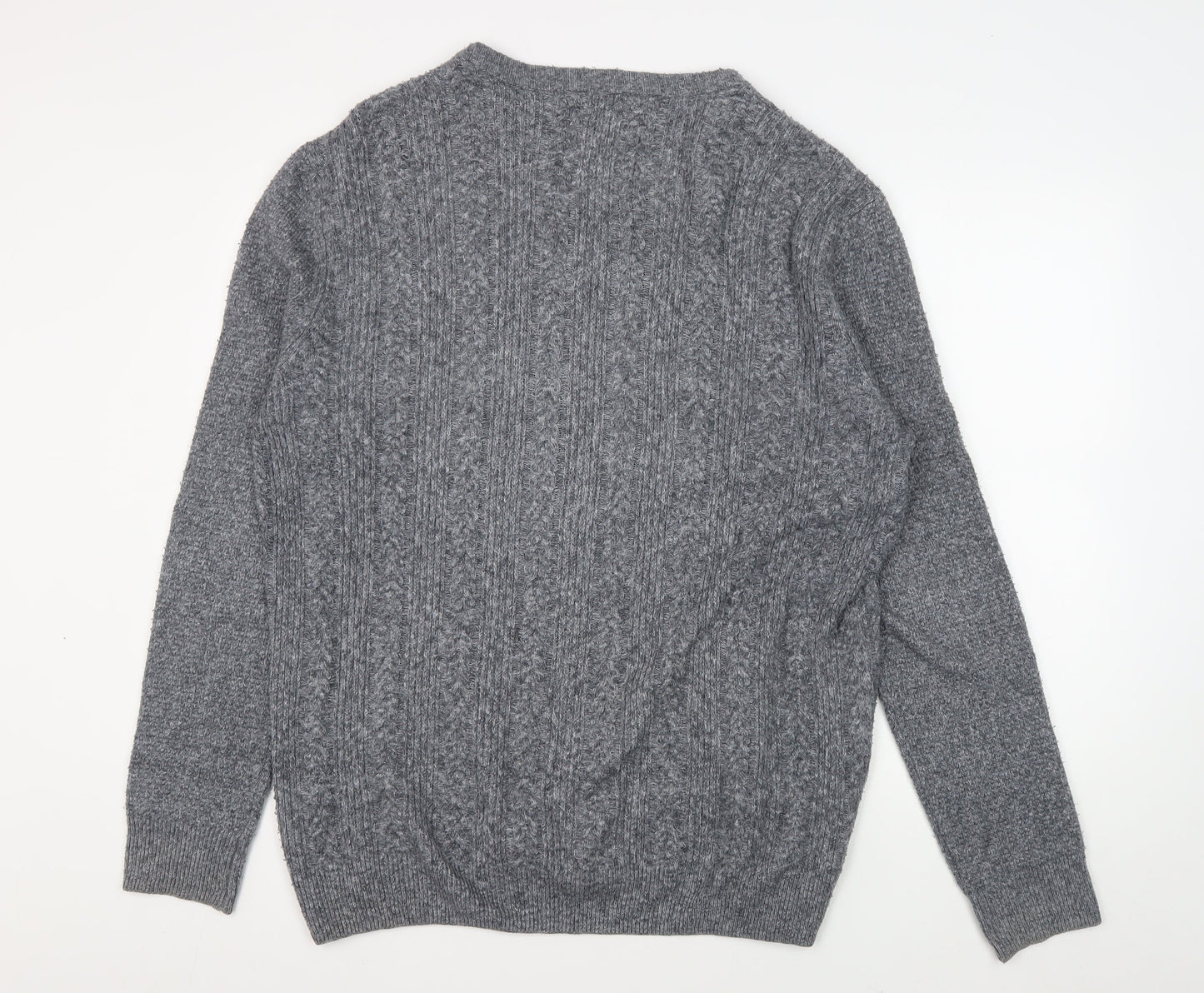 Mantaray Men's Grey Cable-Knit Pullover Jumper, Size L