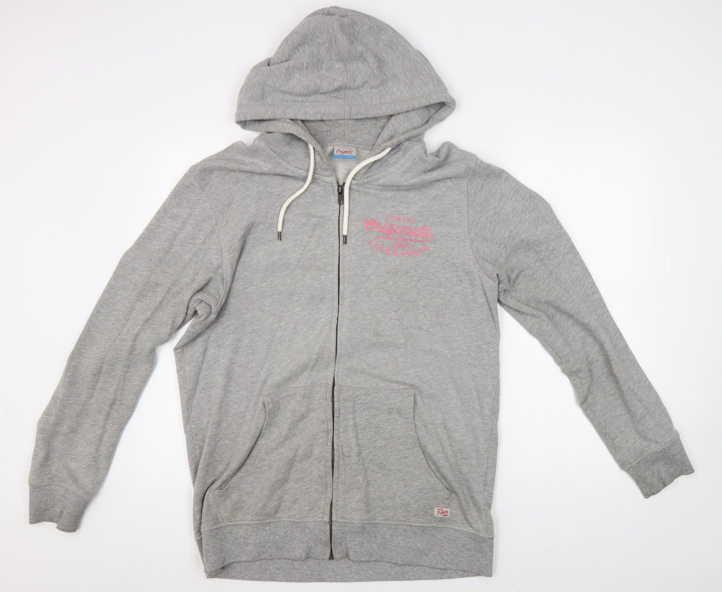 Mens UK Size L JACK & JONES Grey Full Zip Hoodie