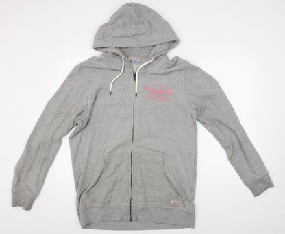 Mens UK Size L JACK & JONES Grey Full Zip Hoodie