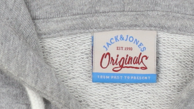 Mens UK Size L JACK & JONES Grey Full Zip Hoodie