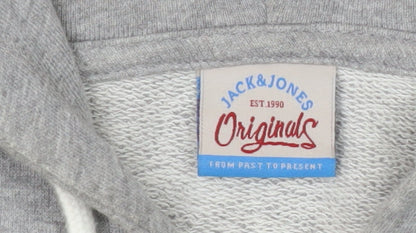 Mens UK Size L JACK & JONES Grey Full Zip Hoodie