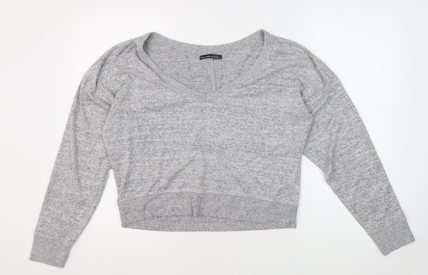 Abercrombie & Fitch Women's Grey V-Neck Pullover Jumper L