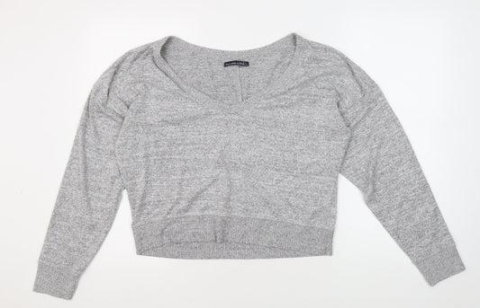 Abercrombie & Fitch Women's Grey V-Neck Pullover Jumper L