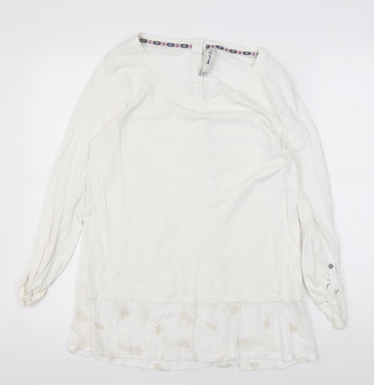 Weird Fish Women's White Tunic Blouse, Size 10, Casual