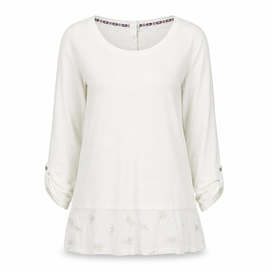 Weird Fish Women's White Tunic Blouse, Size 10, Casual