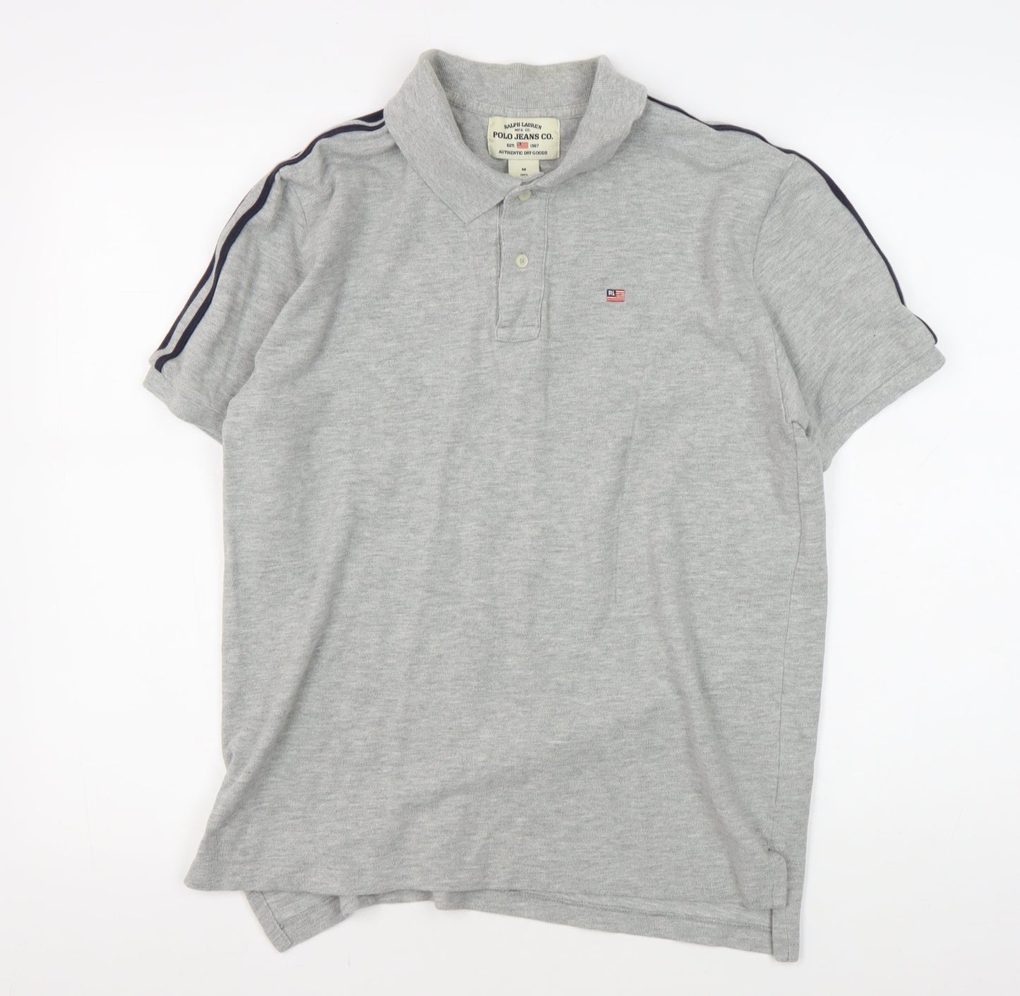 Ralph Lauren Men's Grey Polo Shirt M Cotton Classic