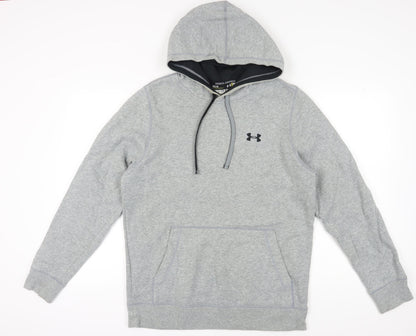 Under Armour Men's Grey Pullover Hoodie, Size M, Logo Accent