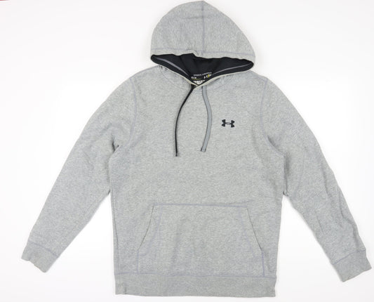 Under Armour Men's Grey Pullover Hoodie, Size M, Logo Accent