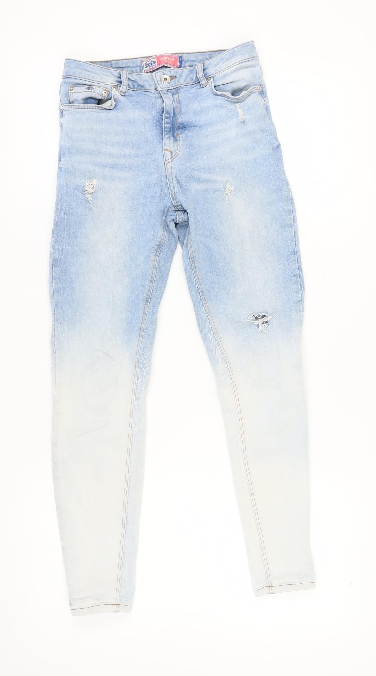 Womens UK Size S Superdry Regular Fit Skinny Blue Jeans