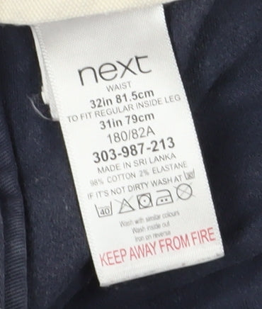 Next Men's Blue Chino Trousers 32 Regular Fit