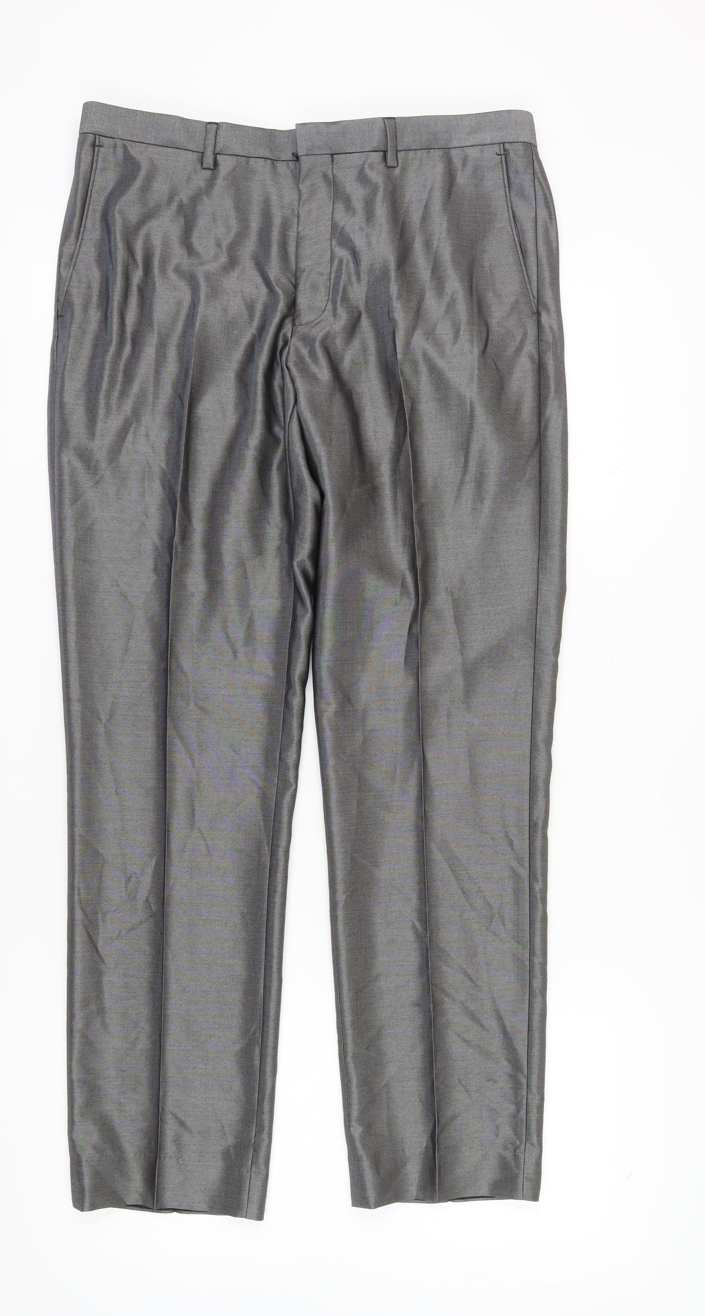 Burton Men's Grey Dress Pants, 34 Regular Fit