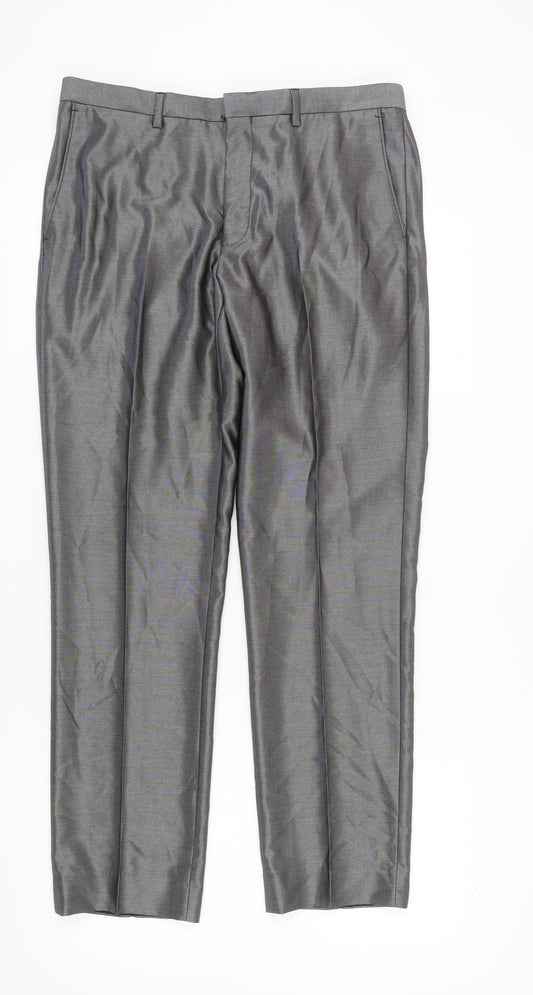 Burton Men's Grey Dress Pants, 34 Regular Fit