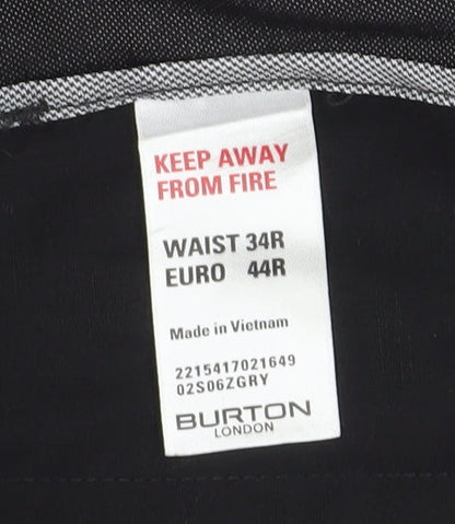 Burton Men's Grey Dress Pants, 34 Regular Fit