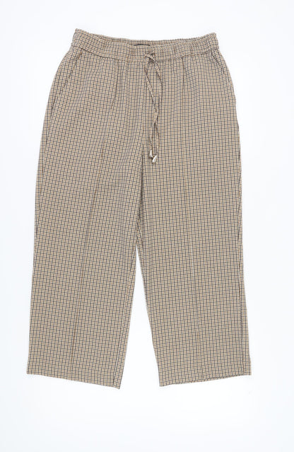 Womens UK Size 14 NEXT Regular Fit Cropped Brown Trousers