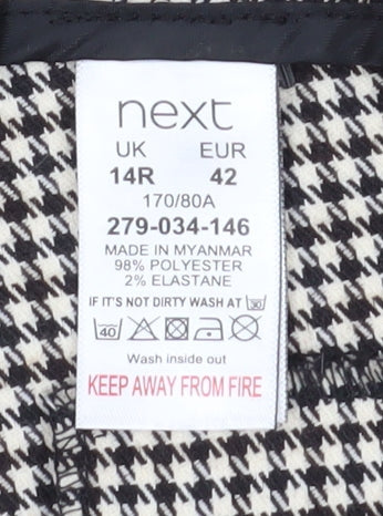 Womens UK Size 14 NEXT Regular Fit Cropped Black Trousers