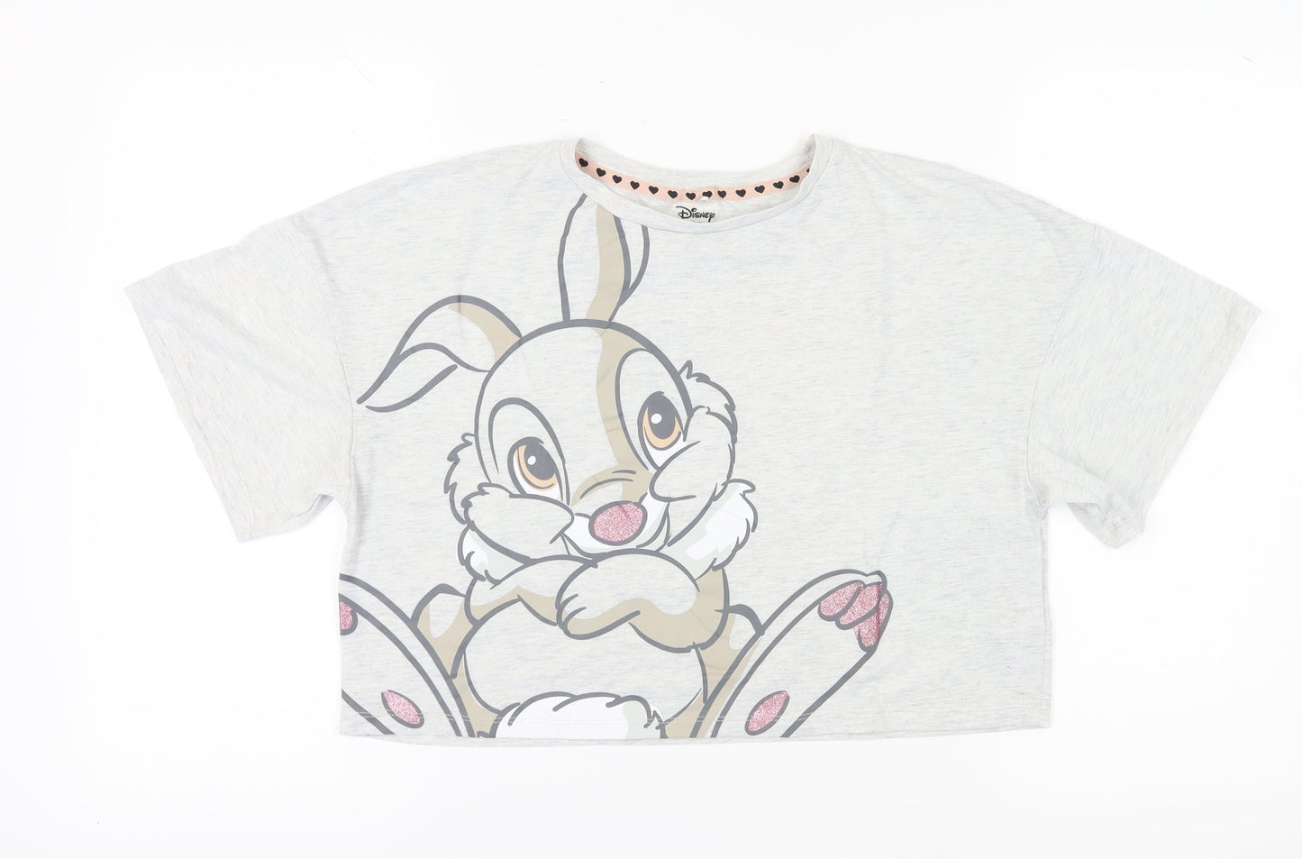 Womens UK Size S Disney Grey Cropped T-Shirt