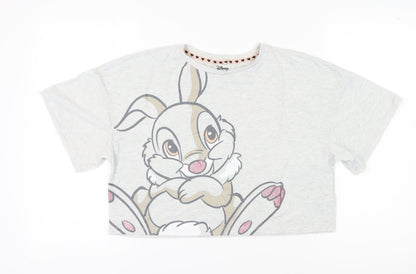 Womens UK Size S Disney Grey Cropped T-Shirt