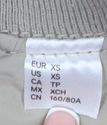 H&M Women's Beige Bomber Jacket XS - Quilted Zip Casual