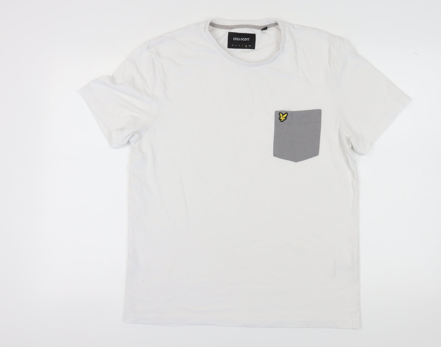 Lyle & Scott Men's White Cotton T-Shirt, XL, Short Sleeve
