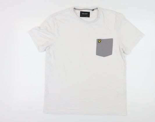 Lyle & Scott Men's White Cotton T-Shirt, XL, Short Sleeve