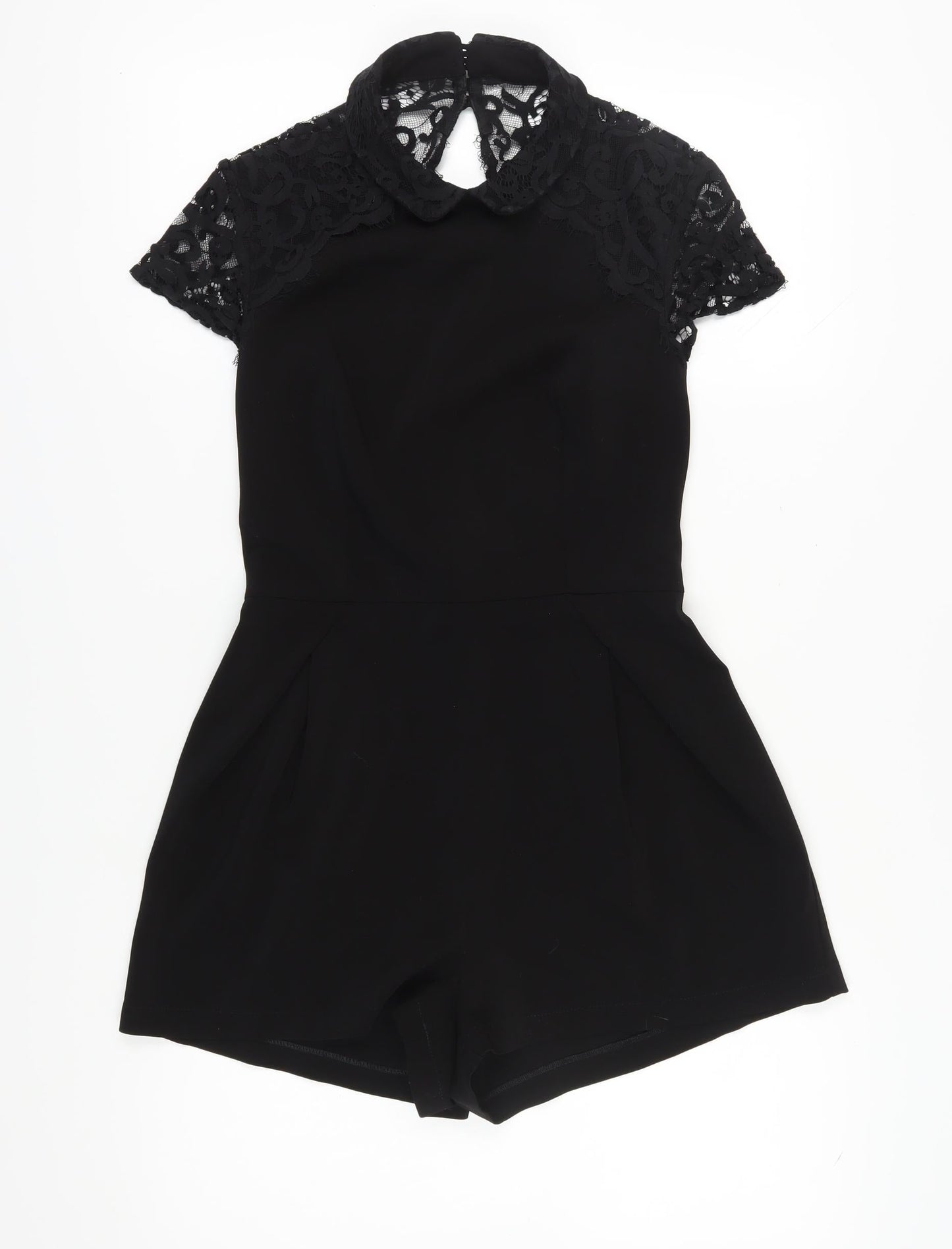 Topshop Women's Black Lace Playsuit Size 10