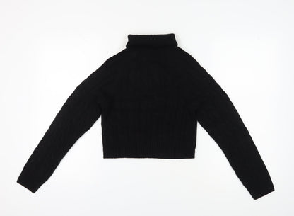 New Look Girls Black Roll Neck Jumper, Size 14-15, Casual Knit