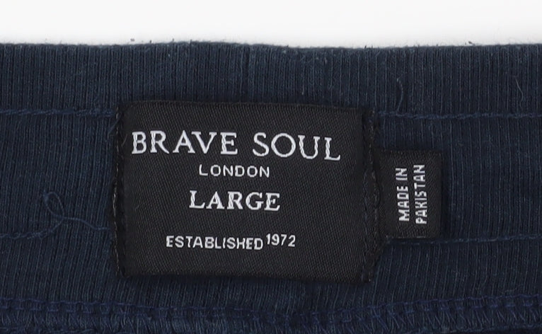 Brave Soul Men's Blue Jogger Trousers L