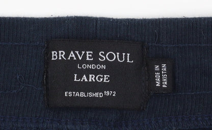 Brave Soul Men's Blue Jogger Trousers L