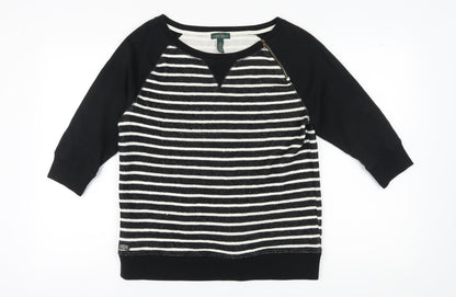 Lauren Jeans Co. Women's Black Striped Pullover Sweatshirt L