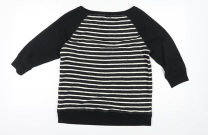 Lauren Jeans Co. Women's Black Striped Pullover Sweatshirt L