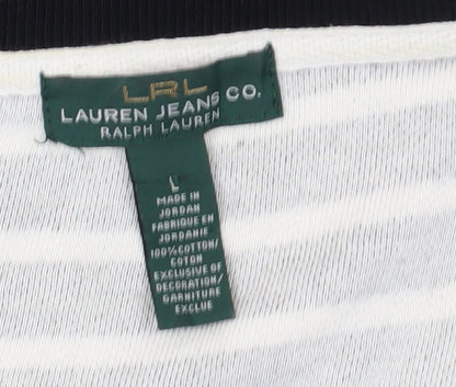 Lauren Jeans Co. Women's Black Striped Pullover Sweatshirt L
