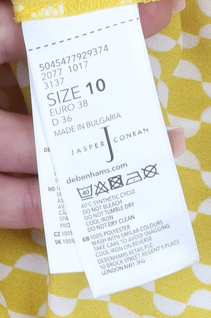 Jasper Conran Women's Yellow Geometric Blouse Size 10